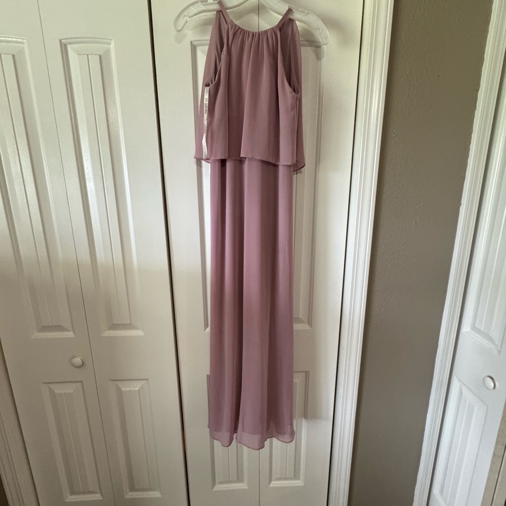 David's Bridal Soft Pink Maxi Dress WORN ONCE to a wedding